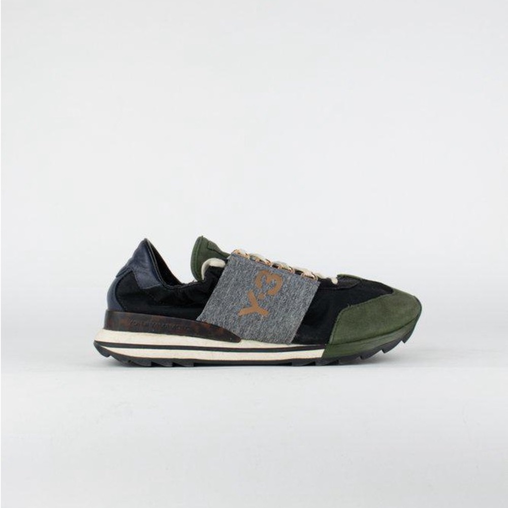 Adidas Y-3 Rhita Sport Sneakers Size 7.5 Black, Navy, Olive Green and Gray